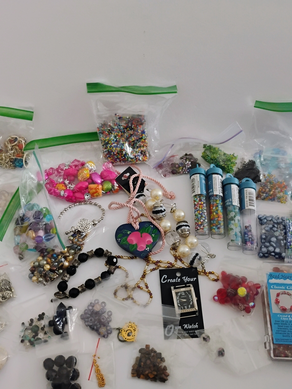 Huge Craft Bead Lot Glass & Seed Bead Charms Assorted Colors Sizes Crafting